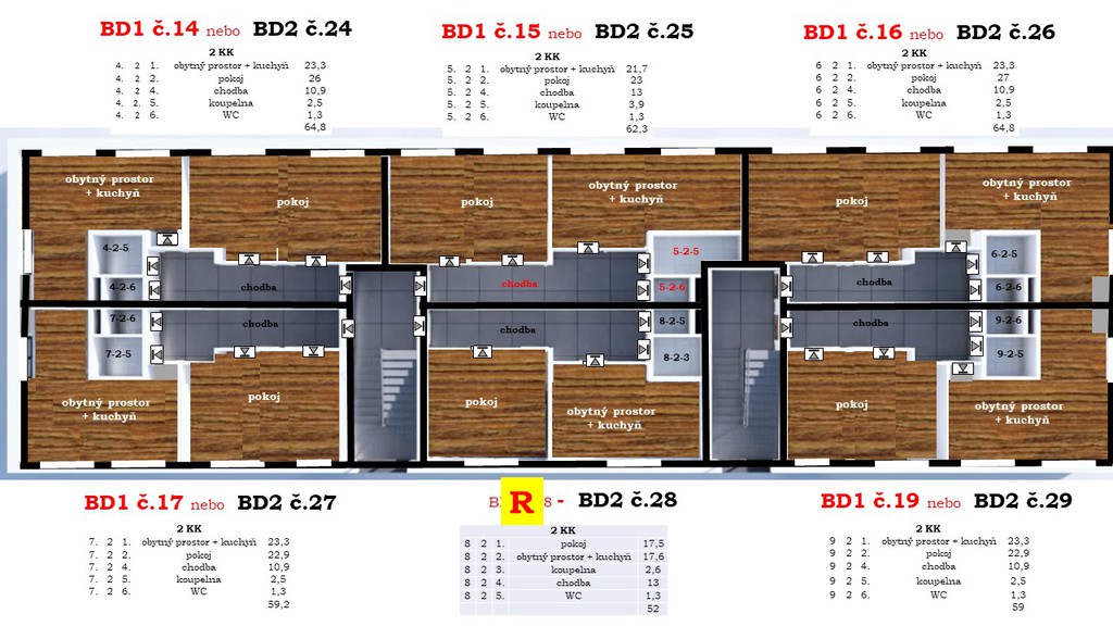 Prodej bytu č.16b a 26b 2+kk , Benátky nad Jizerou